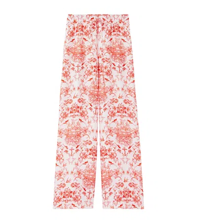Alexander Mcqueen Silk Sailor Tattoo Trousers In Purple