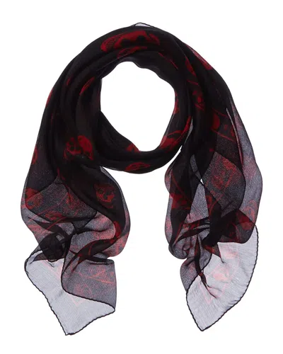 Alexander Mcqueen Silk Scarf In Black
