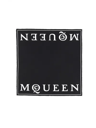 Alexander Mcqueen Silk Scarf In Black