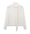 Alexander Mcqueen Georgette Silk Shirt With Self-tie Scarf In White