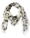 Alexander Mcqueen Frayed Scarf With Skull Print In White