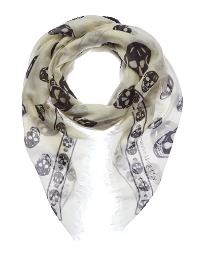 Alexander Mcqueen Silk Scarf In White