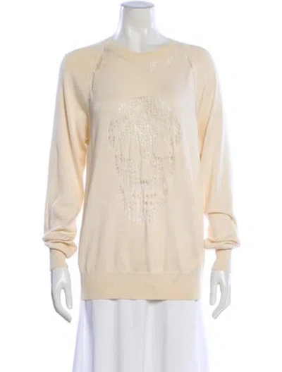 Pre-owned Alexander Mcqueen Silk Scoop Neck Sweater In Neutral