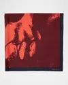 Alexander Mcqueen Silk Shawl W/ Exploded Skull In Coral Burgundy