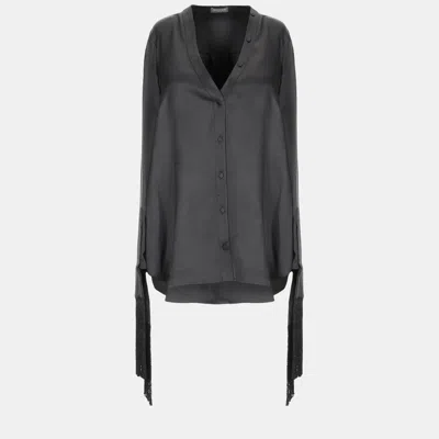 Pre-owned Alexander Mcqueen Silk Shirt It 38 In Black