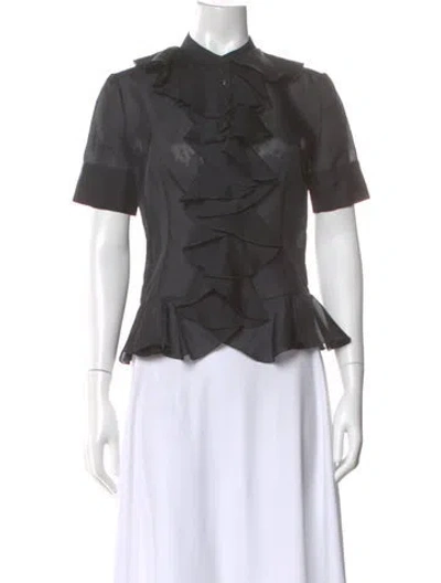 Pre-owned Alexander Mcqueen Silk Short Sleeve Blouse In Black