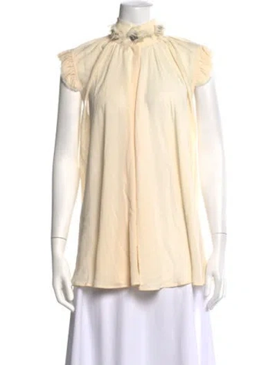 Pre-owned Alexander Mcqueen Silk Short Sleeve Blouse In Neutrals