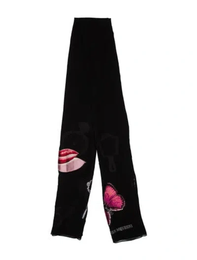 Pre-owned Alexander Mcqueen Silk Skull Scarf In Black