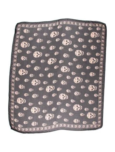 Pre-owned Alexander Mcqueen Silk Skull Scarf In Black