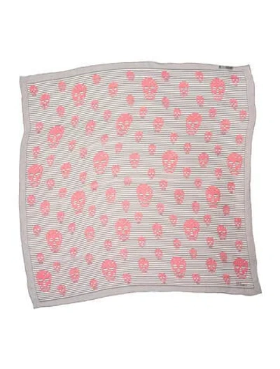 Pre-owned Alexander Mcqueen Silk Skull Scarf In Black