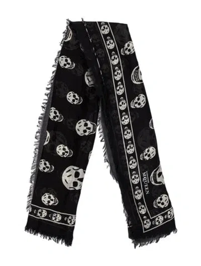 Pre-owned Alexander Mcqueen Silk Skull Scarf In Black