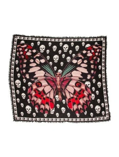 Pre-owned Alexander Mcqueen Silk Skull Scarf In Black