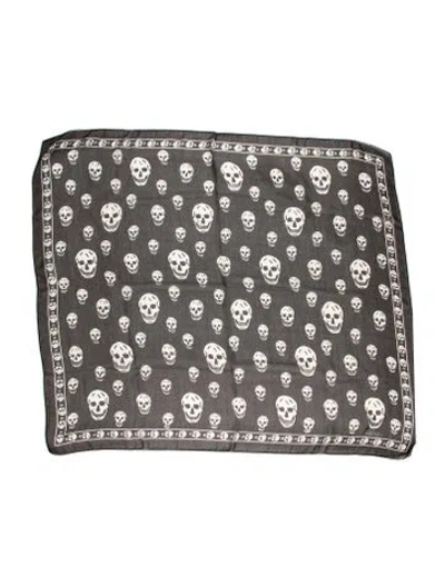 Pre-owned Alexander Mcqueen Silk Skull Scarf In Black