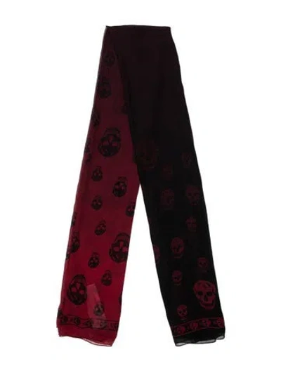 Pre-owned Alexander Mcqueen Silk Skull Scarf In Black