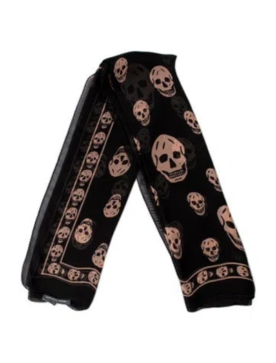 Pre-owned Alexander Mcqueen Silk Skull Scarf In Black