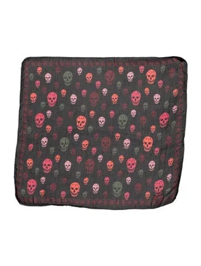 Pre-owned Alexander Mcqueen Silk Skull Scarf In Black