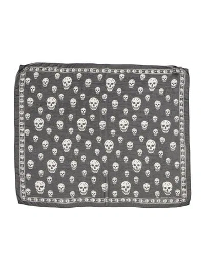 Pre-owned Alexander Mcqueen Silk Skull Scarf In Black