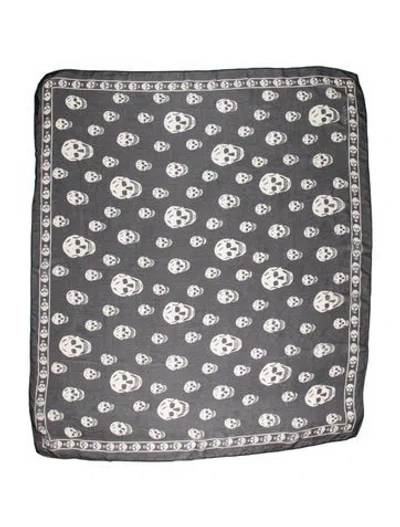 Pre-owned Alexander Mcqueen Silk Skull Scarf In Black