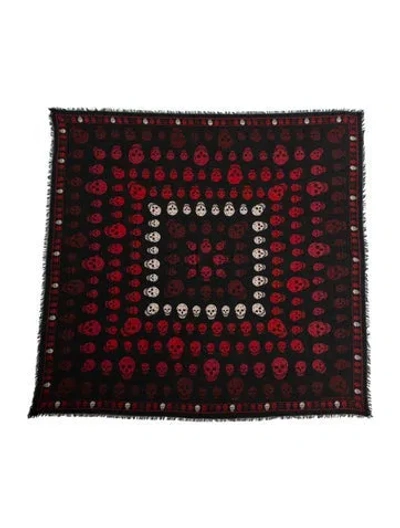 Pre-owned Alexander Mcqueen Silk Skull Scarf In Black