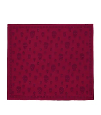 Alexander Mcqueen Silk Skull Print Scarf In Burgundy