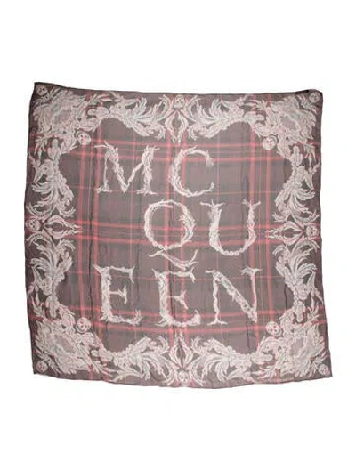Pre-owned Alexander Mcqueen Silk Skull Scarf In Burgundy