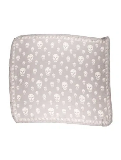 Pre-owned Alexander Mcqueen Silk Skull Scarf In Gray