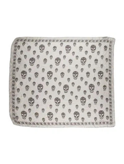 Pre-owned Alexander Mcqueen Silk Skull Scarf In Gray