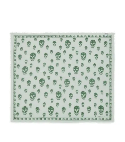 Alexander Mcqueen Silk Skull Print Scarf In Green