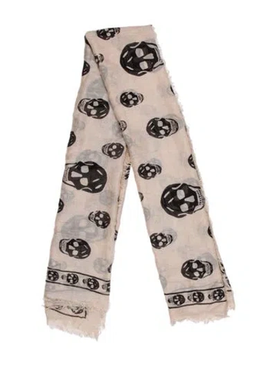 Pre-owned Alexander Mcqueen Silk Skull Scarf In Neutral