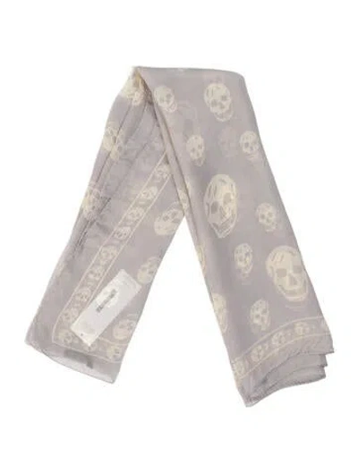 Pre-owned Alexander Mcqueen Silk Skull Scarf In Neutral