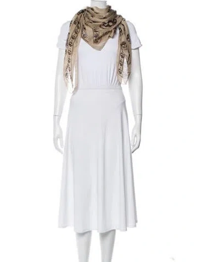 Pre-owned Alexander Mcqueen Silk Skull Scarf In Neutral
