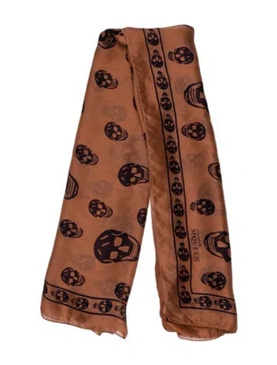 Pre-owned Alexander Mcqueen Silk Skull Scarf In Neutral
