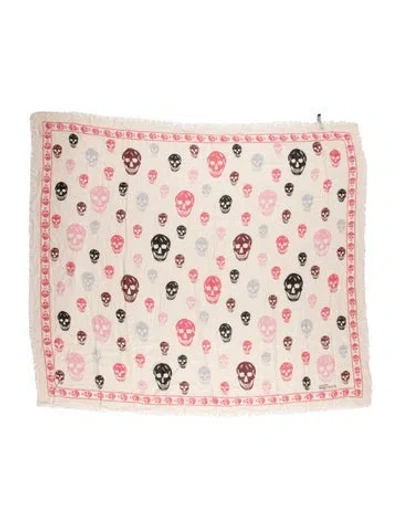 Pre-owned Alexander Mcqueen Silk Skull Scarf In Neutral