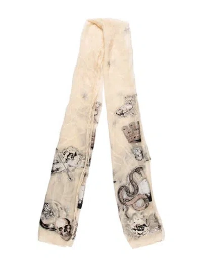 Pre-owned Alexander Mcqueen Silk Skull Scarf In Neutral