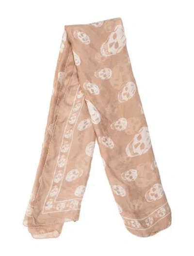 Pre-owned Alexander Mcqueen Silk Skull Scarf In Neutral