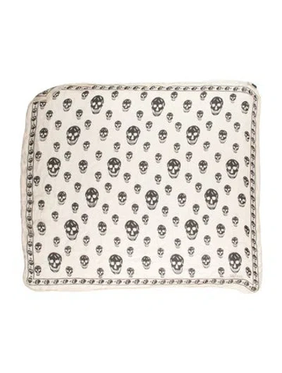 Pre-owned Alexander Mcqueen Silk Skull Scarf In Neutral