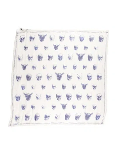 Pre-owned Alexander Mcqueen Silk Skull Scarf In Neutral