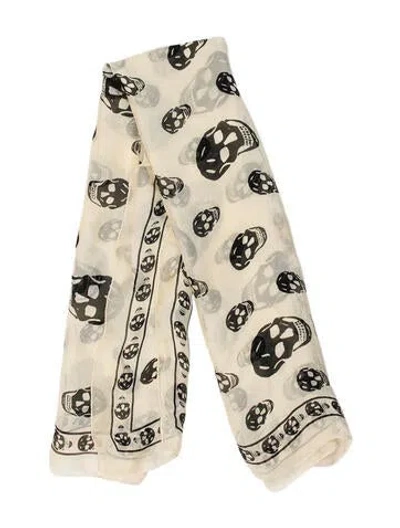 Pre-owned Alexander Mcqueen Silk Skull Scarf In Neutral