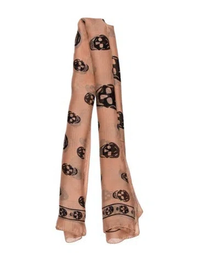 Pre-owned Alexander Mcqueen Silk Skull Scarf In Neutral