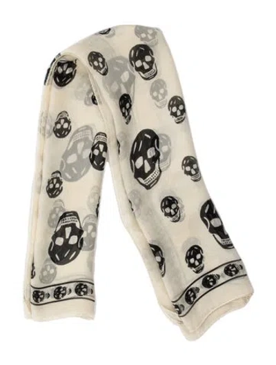 Pre-owned Alexander Mcqueen Silk Skull Scarf In Neutral