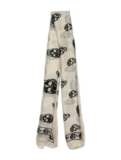 Pre-owned Alexander Mcqueen Silk Skull Scarf In Neutrals