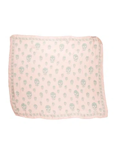 Pre-owned Alexander Mcqueen Silk Skull Scarf In Pink