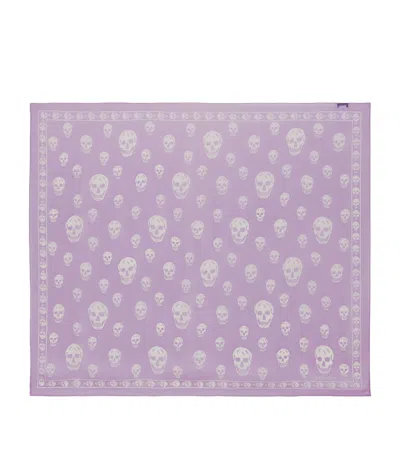Alexander Mcqueen Silk Skull Print Scarf In Purple