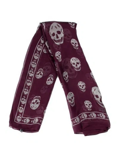 Pre-owned Alexander Mcqueen Silk Skull Scarf In Purple