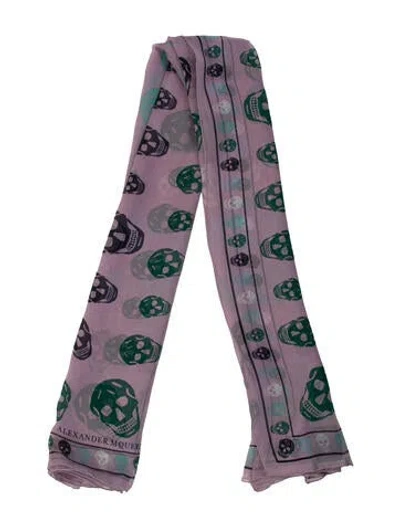 Pre-owned Alexander Mcqueen Silk Skull Scarf In Purple