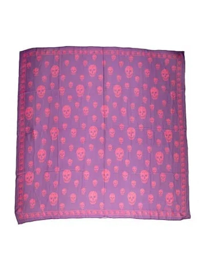 Pre-owned Alexander Mcqueen Silk Skull Scarf In Purple