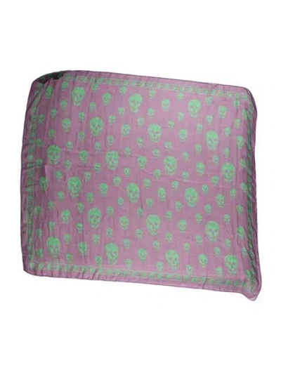 Pre-owned Alexander Mcqueen Silk Skull Scarf In Purple