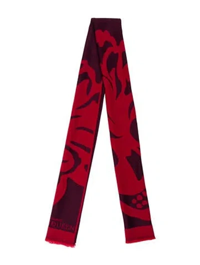 Pre-owned Alexander Mcqueen Silk Skull Scarf In Red