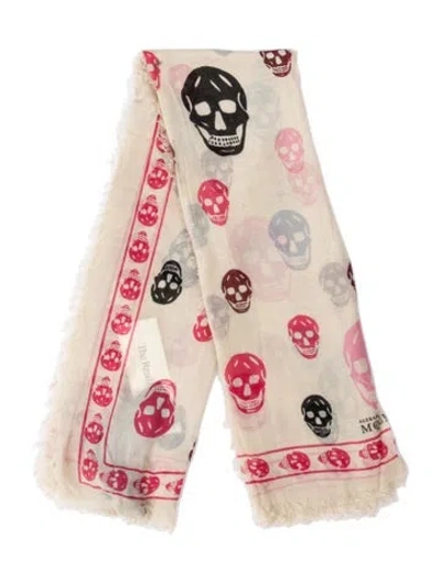 Pre-owned Alexander Mcqueen Silk Skull Scarf W/ Tags In Gray