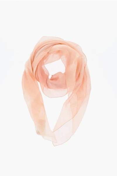 Alexander Mcqueen Silk Solid Color Foulard In Pink